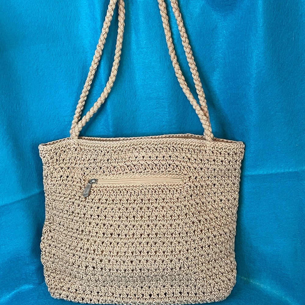 👜 The Sak Beige Crochet Shoulder Bag. Great Casual Bag. 👜 - Picture 2 of 11